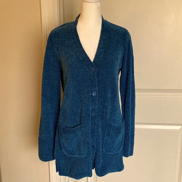 2 piece bundle- Isaac Mizrahi Cardigan Sweaters. Size XS. Grey/Teal. - Picture 2 of 11